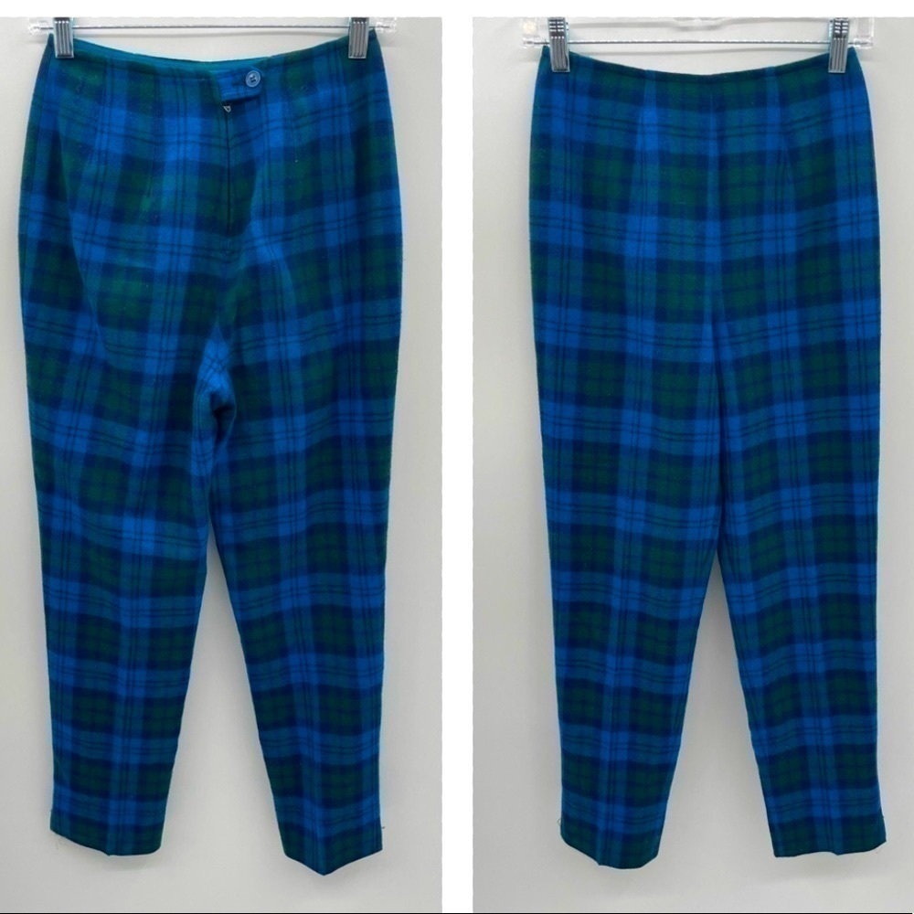 Vintage 9-10 Pendleton blue virgin wool heritage womans boho plaid preppy pant